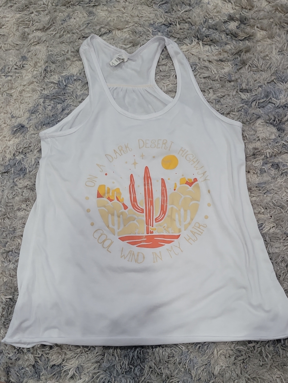5 For $25 Bella Canvas White Racerback Tank with Desert Cactus Graphic